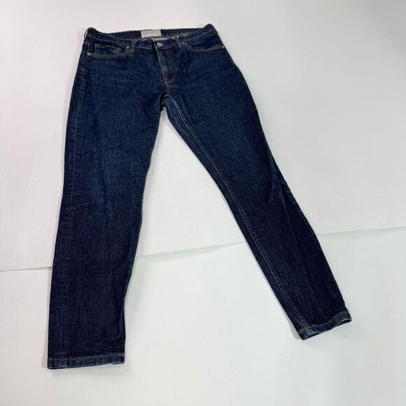 Everlane Jeans Womens 29 Blue Dark-Wash Regular Straight-Leg Mid-Rise Denim - Picture 1 of 9